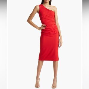 Dress the Population Martine Stretch Crepe One-Shoulder Red Dress Size XXL